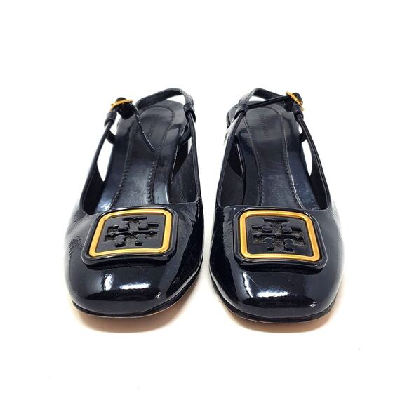 Tory Burch Georgia Slingback Pumps 70MM Naplack Cow Perfect Black 137065 Size 8 - Picture 6 of 11